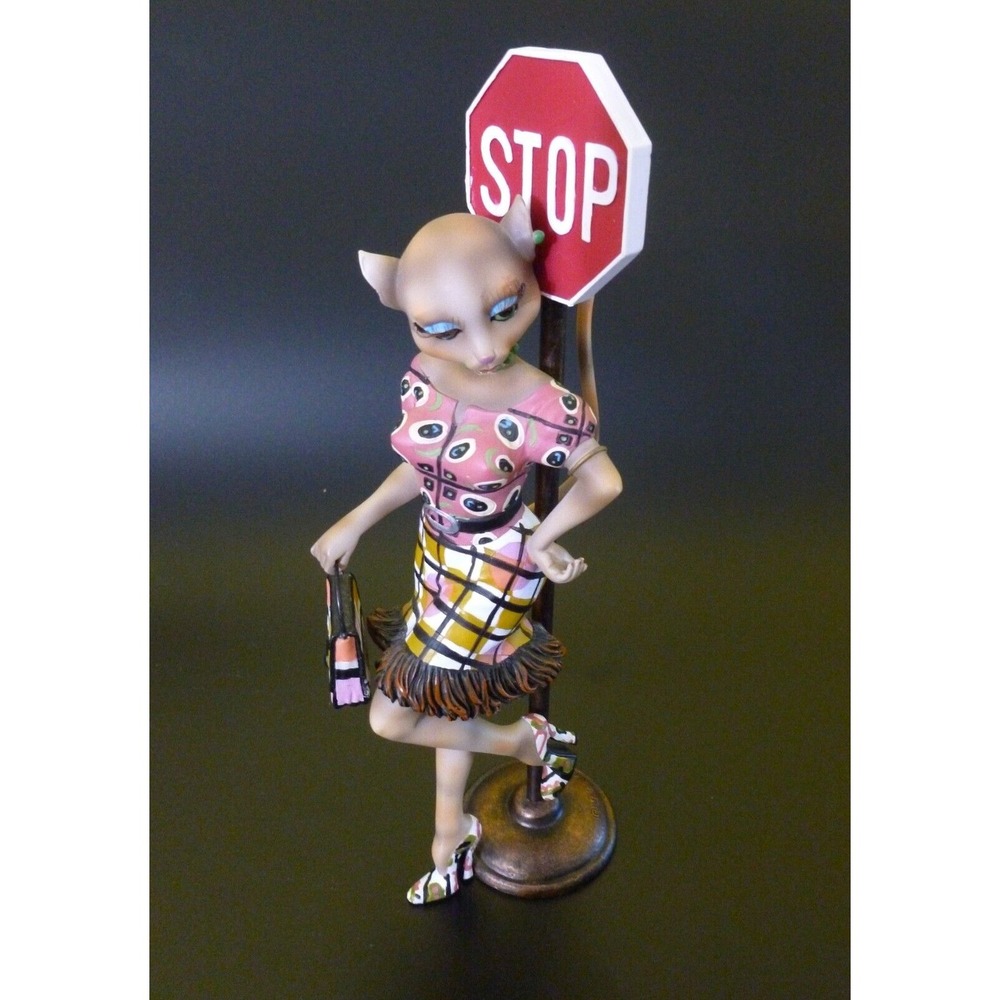 Margaret Le Van ~ Alley Cats ~ Naughty Nat Stop Sign ~ LV30-FE5 ~ Retired